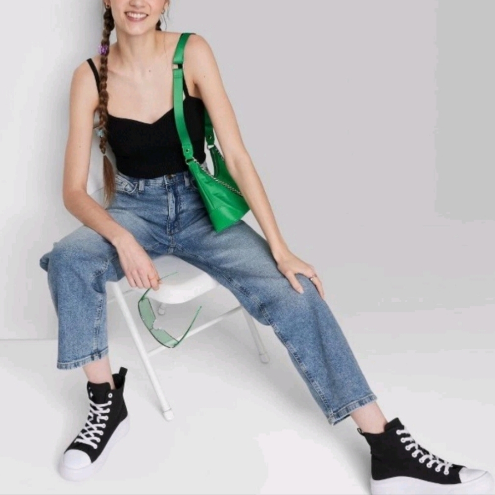 Wild Fable 90s Relaxed Straight Slashed Medium Wash Jeans Size 8